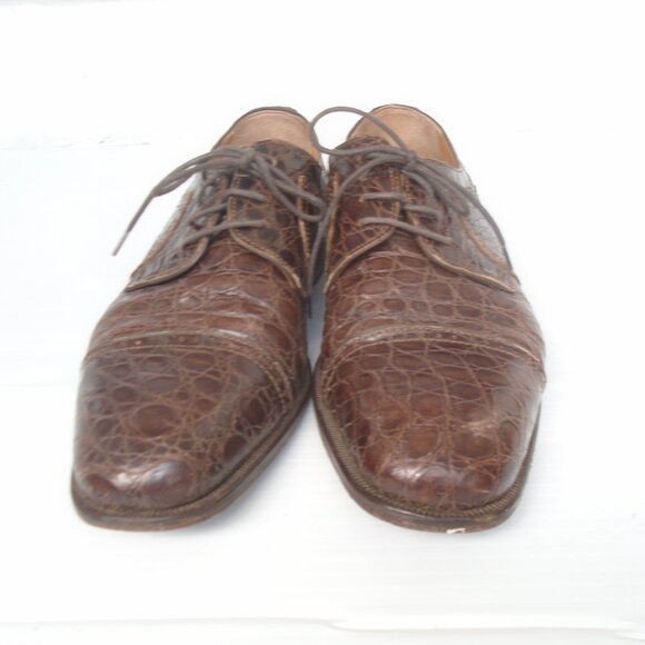 Zelli Genuine Crocodile Dress Shoes Mens Size 9M Brown main image 4